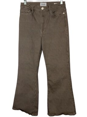 Frame Le‎ Crop Flare Brown and Grey Houndstooth Jeans Sz 28
